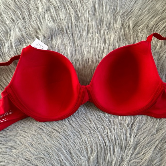 JoySpun Smoothing T-Shirt Bra Womens Size 38DD Red Lightly Lined Underwire - Picture 5 of 7